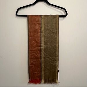 Alpaca Wool Scarf in Orange and Brown